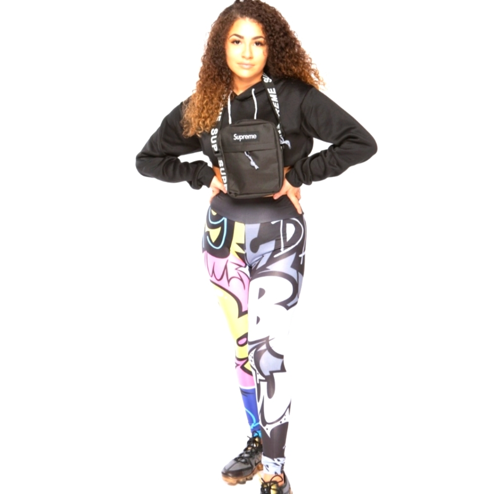Graffiti Leggings and Hoodie Size Medium
